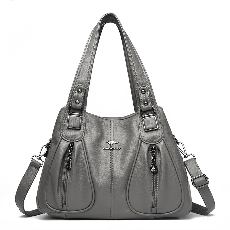 Bolsa de couro Luxe - Viel Elegance - cinza